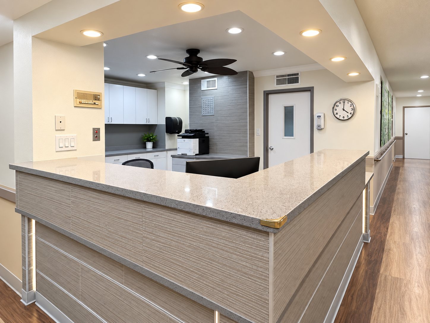 Bell Convalescent Hospital nurses station and reception area